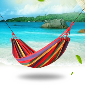 Outdoor Thickened Canvas Leisure Hammock (Option: Single widened red stripe)